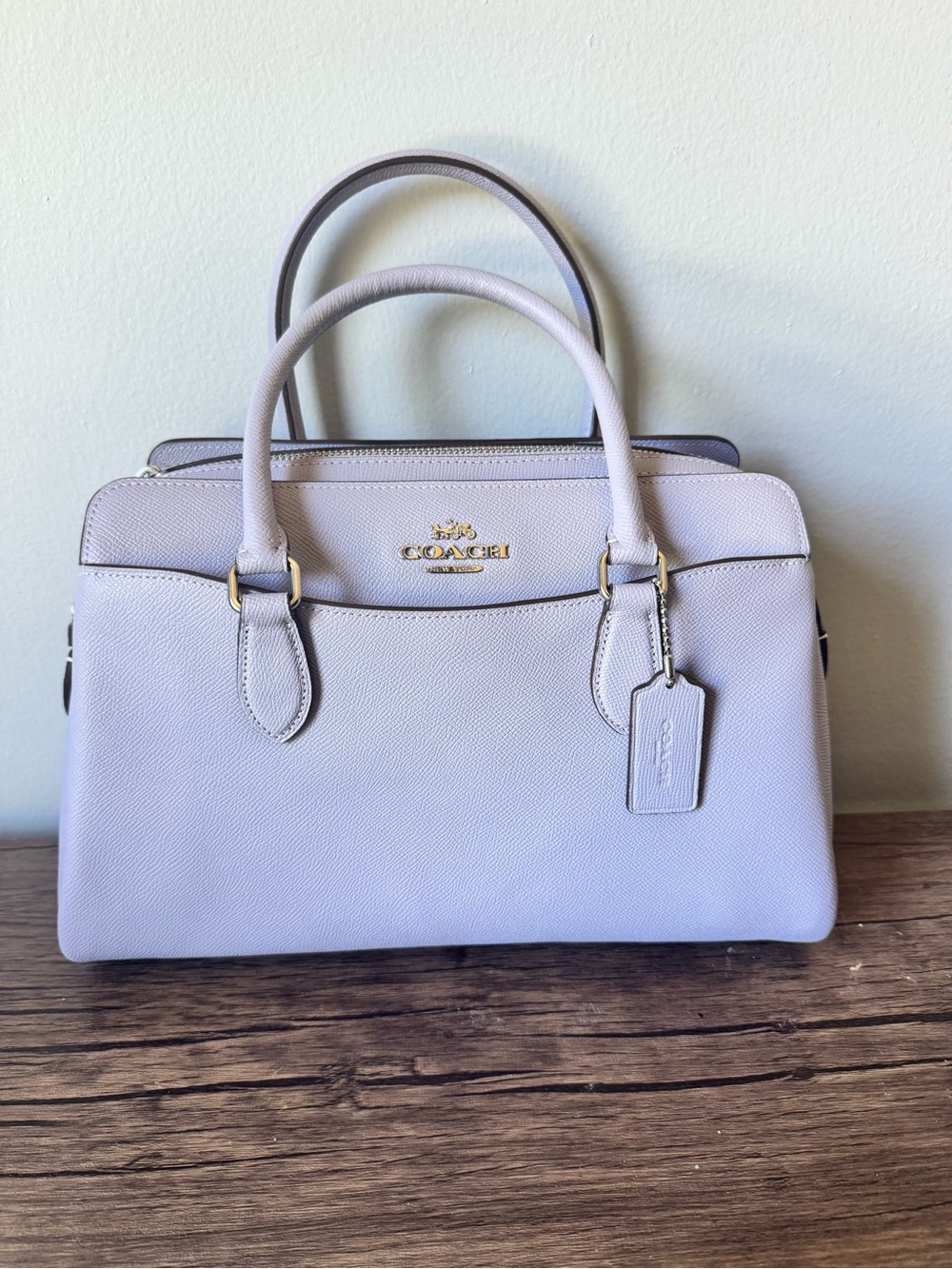 COACH Darcie Caryall Pebbled Leather Satchel Handbag in Light Lavender Purple